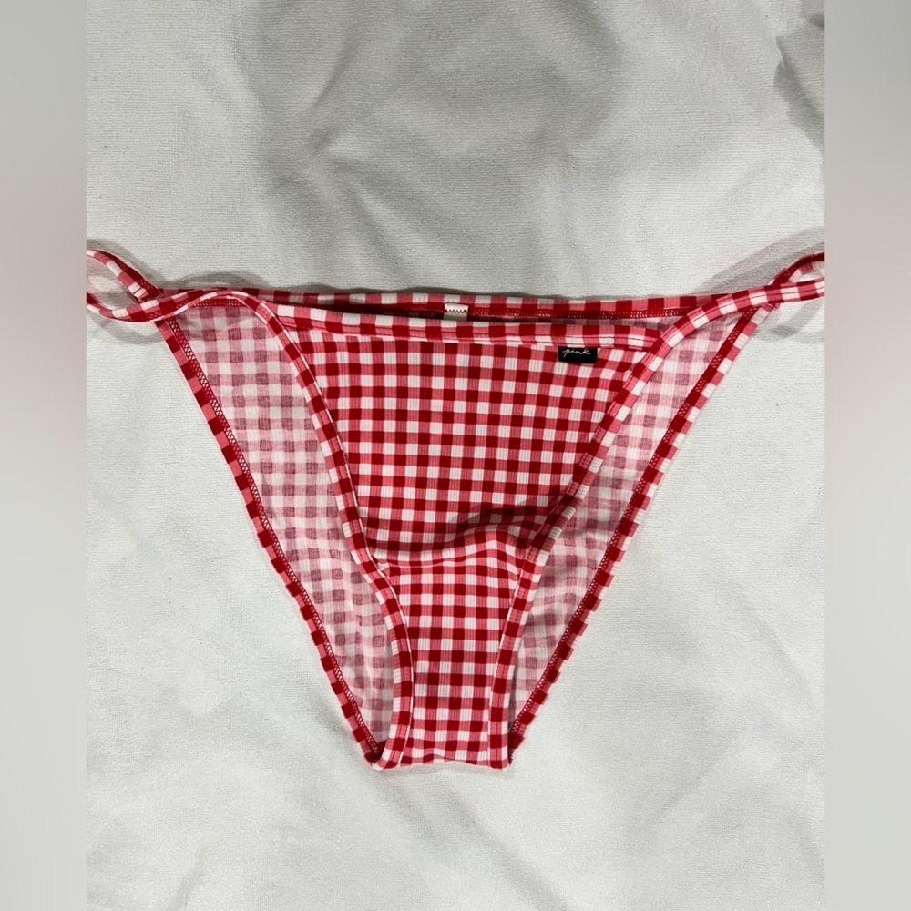 NEW NIP VS PINK victoria secret bikini panty underwear XL red white plaid